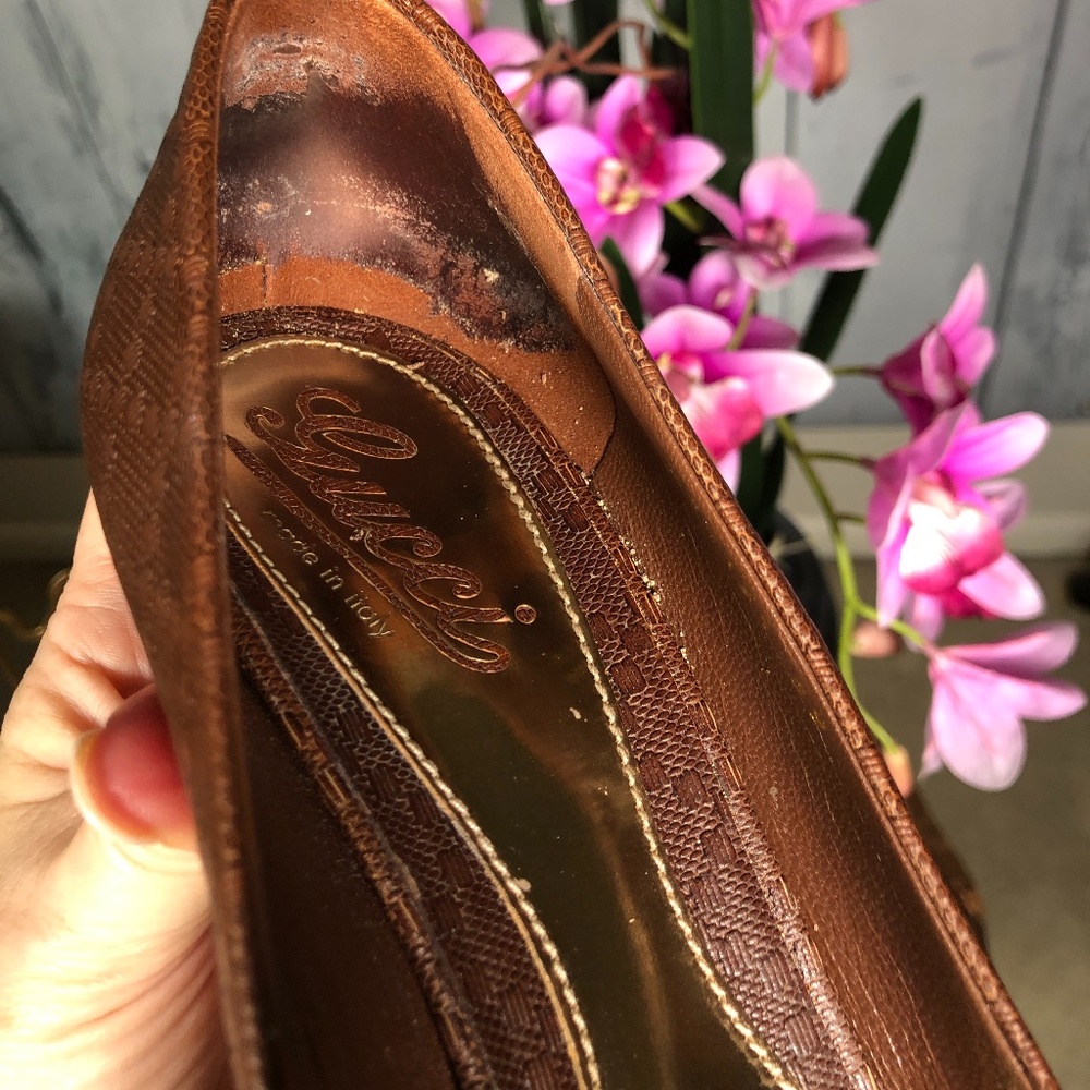 Gucci Sofia Brown Soft Diamante Platform Pumps - image 8